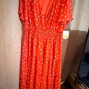 Danny & Nicole Red Polka Dot Maxi Dress